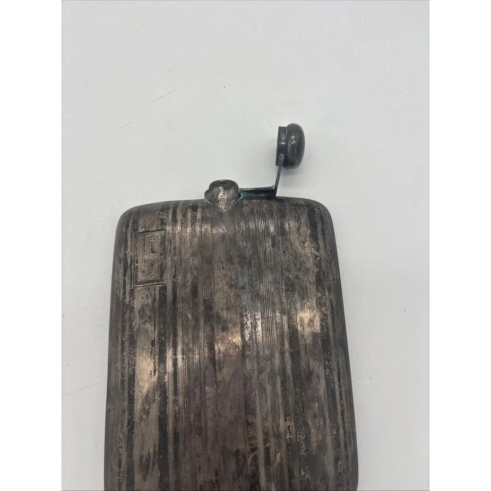 Vintage Silver Plated Hip Flask Ribbed Art Deco Style 7.5